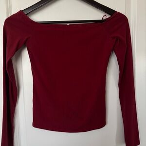 Garage dark red burgundy Off-Shoulder Top